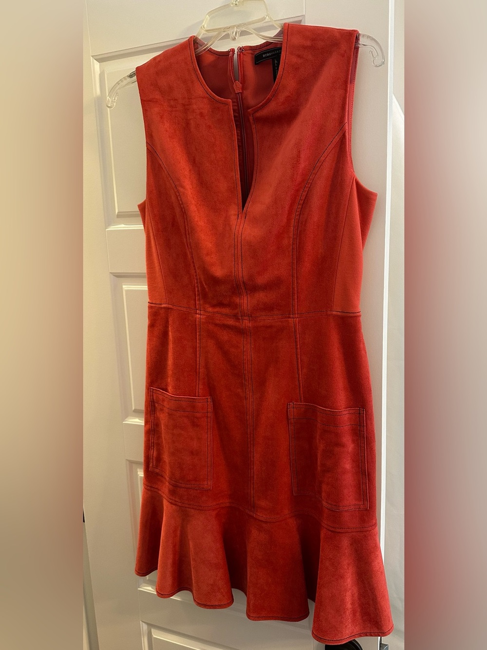 New - BCBGMaxAzria Burnt Orange Suede Fit-and-Flare Dress